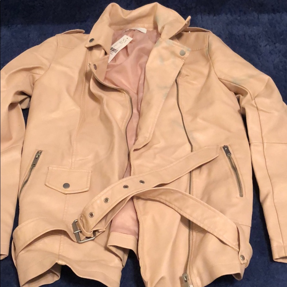 Pink leather jacket size small